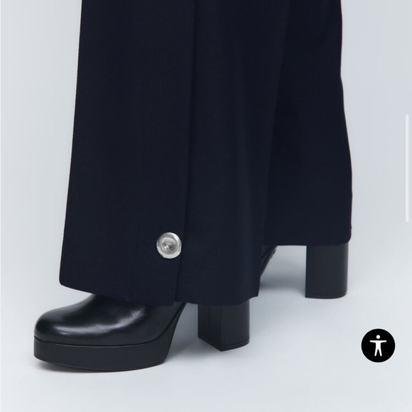 NWT Navy Zara Buttoned Straight Leg Pants, S - Picture 4 of 12